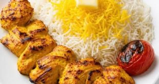 جوجه کباب با سس خردل و رومال کره و جعفری